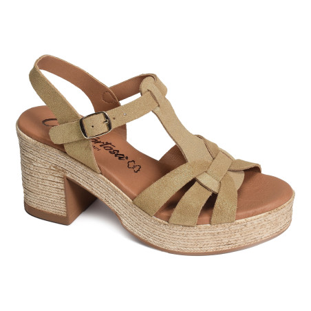 32563 Beige Or, Nu-Pieds à talon Carla Tortosa