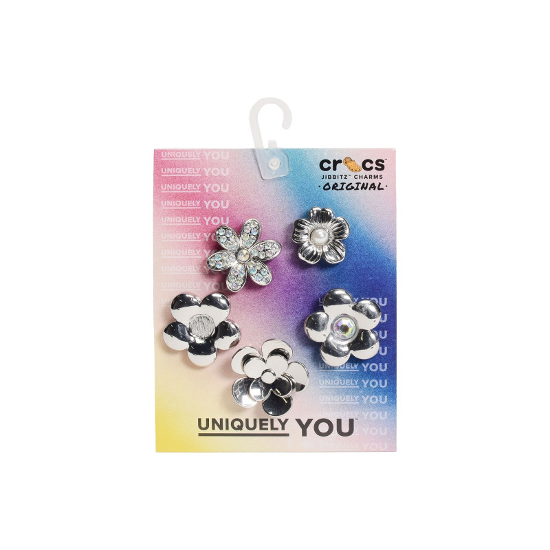 MONOCHROME SILVER FLOWERS Argent, Bijoux de chaussures Crocs