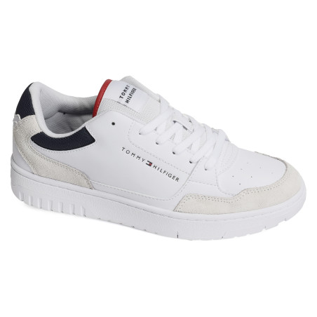 TH BASKET CORE LTH MIX ESS 5058 Blanc, Sneakers basses Tommy Hilfiger