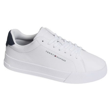 TH COURT LEATHER DETAIL ESS 5367 Blanc Marine, Sneakers basses Tommy Hilfiger