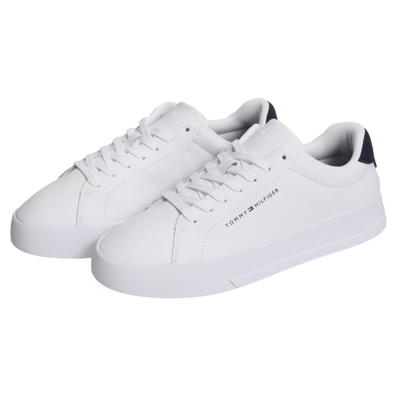 TH COURT LEATHER DETAIL ESS 5367 Blanc Marine, Sneakers basses Tommy Hilfiger