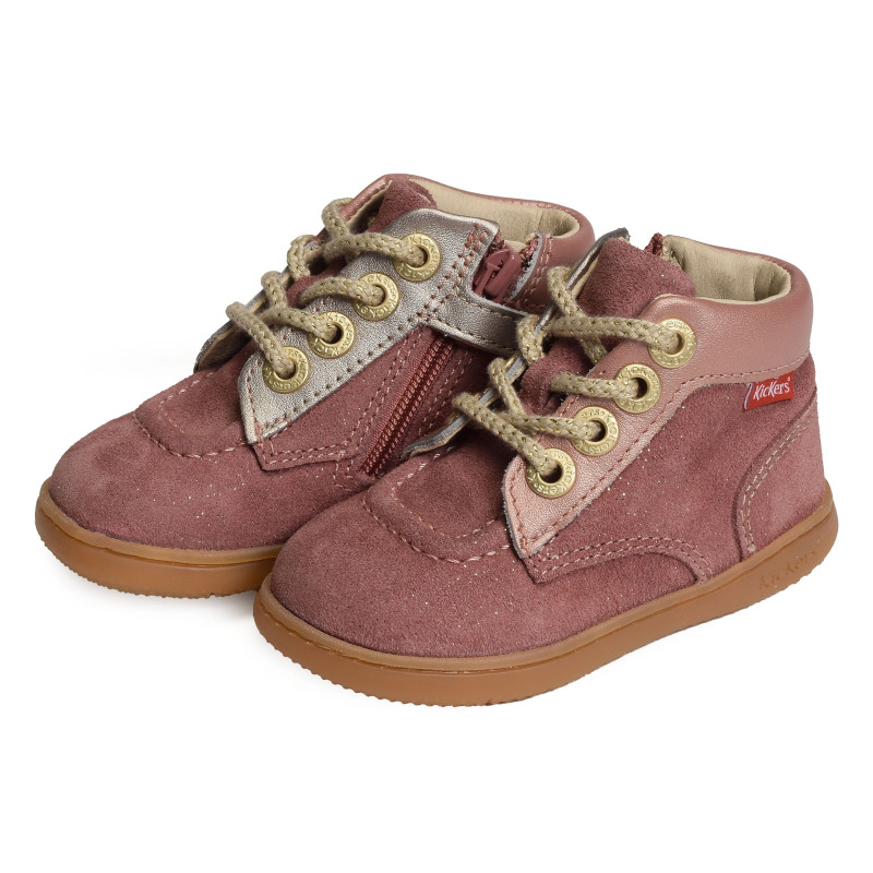 KICKICONIC Rose Clair, Chaussures à Lacets Kickers