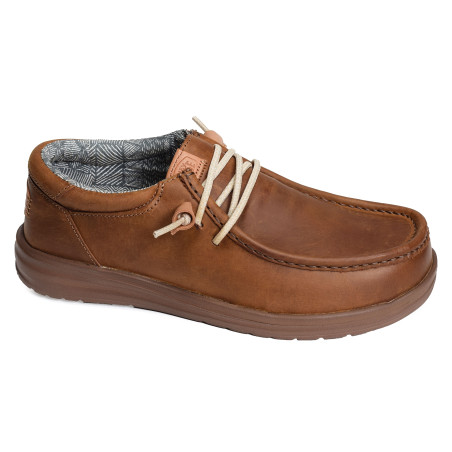 WALLY GRIP CRAFT LEATHER Marron, Slip-On HeyDude