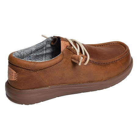 WALLY GRIP CRAFT LEATHER Marron, Slip-On HeyDude