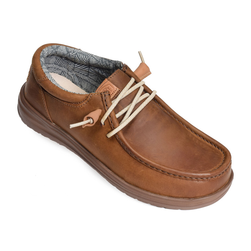 WALLY GRIP CRAFT LEATHER Marron, Slip-On HeyDude