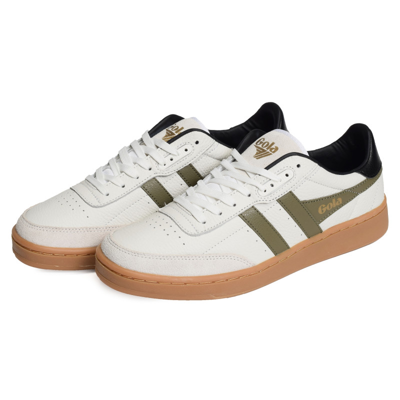 CONTACT LEATHER Blanc Kaki, Sneakers basses Gola