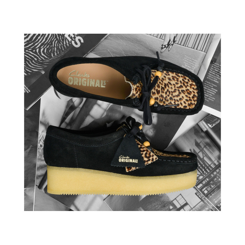 WALLACRAFT BEE Noir Léopard, Richelieus Clarks