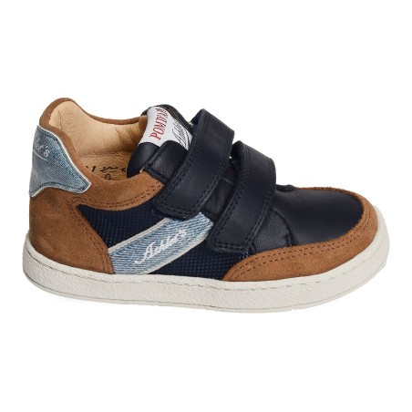 MOUSSE EASY RANCING VELCRO Marine Camel, Chaussures à Scratch Pom d'Api