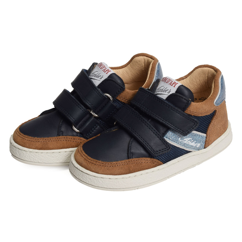 MOUSSE EASY RANCING VELCRO Marine Camel, Chaussures à Scratch Pom d'Api