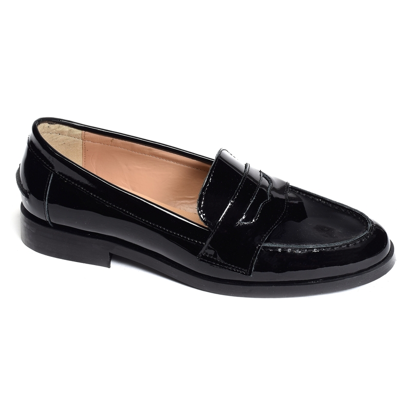 LOAFER Verni Noir, Mocassins Hélène Rouge