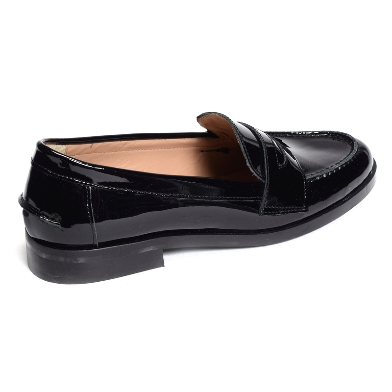 LOAFER Verni Noir, Mocassins Hélène Rouge