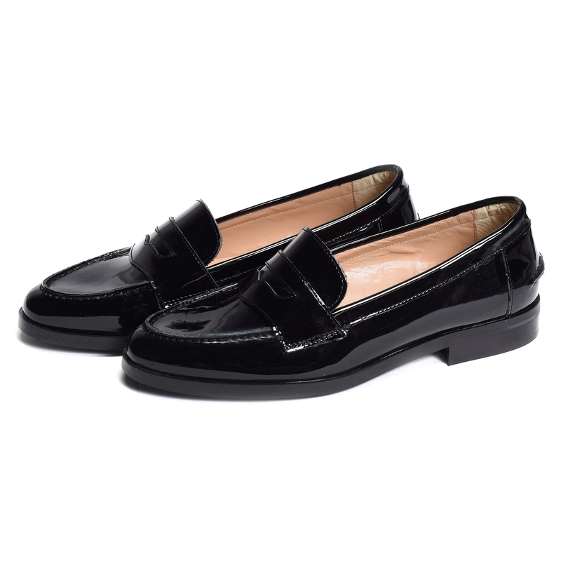 LOAFER Verni Noir, Mocassins Hélène Rouge