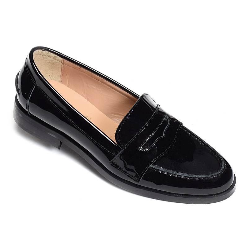 LOAFER Verni Noir, Mocassins Hélène Rouge