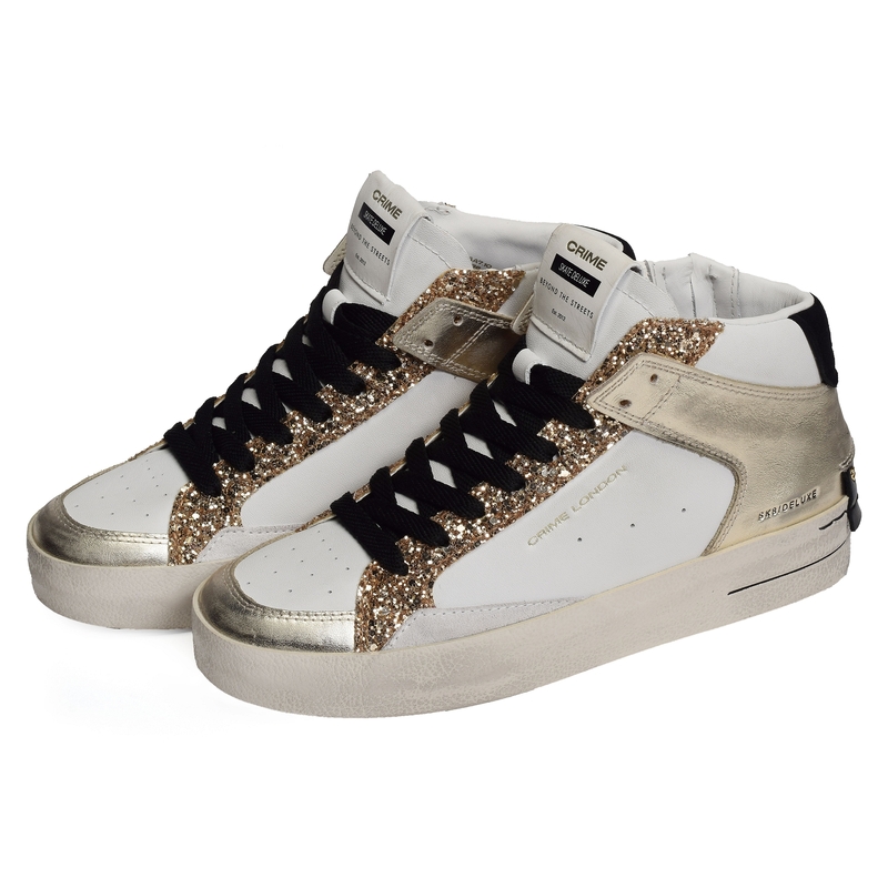 SK8 DELUXE MID Blanc Or, Baskets montantes Crime London