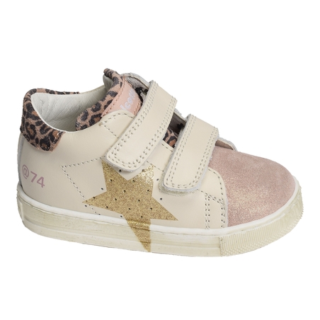 SALAZAR 3 VELCRO GIRL Blanc Rose, Chaussures à Scratch Naturino