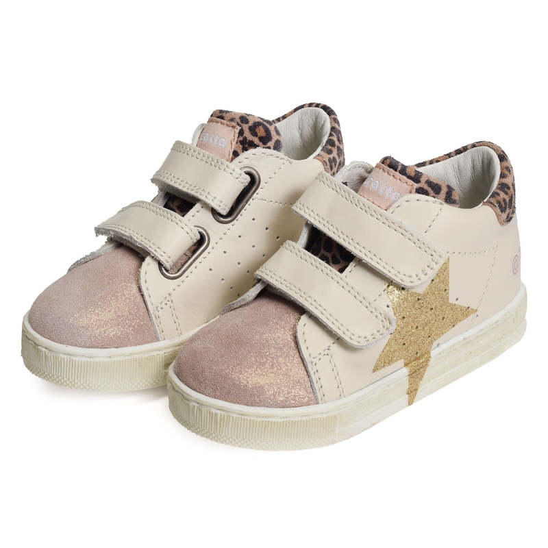 SALAZAR 3 VELCRO GIRL Blanc Rose, Chaussures à Scratch Naturino