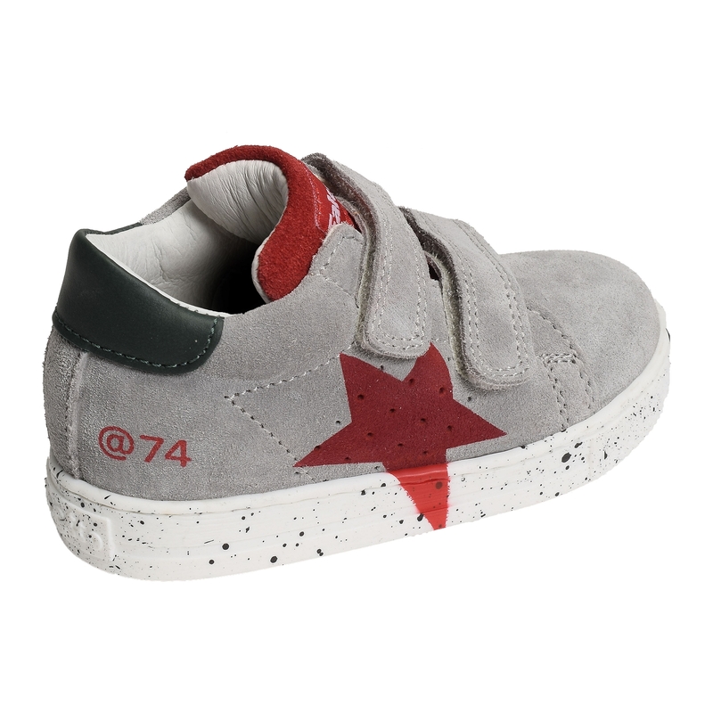 SALAZAR 3 VELCRO BOY Gris Rouge, Chaussures à Scratch Naturino