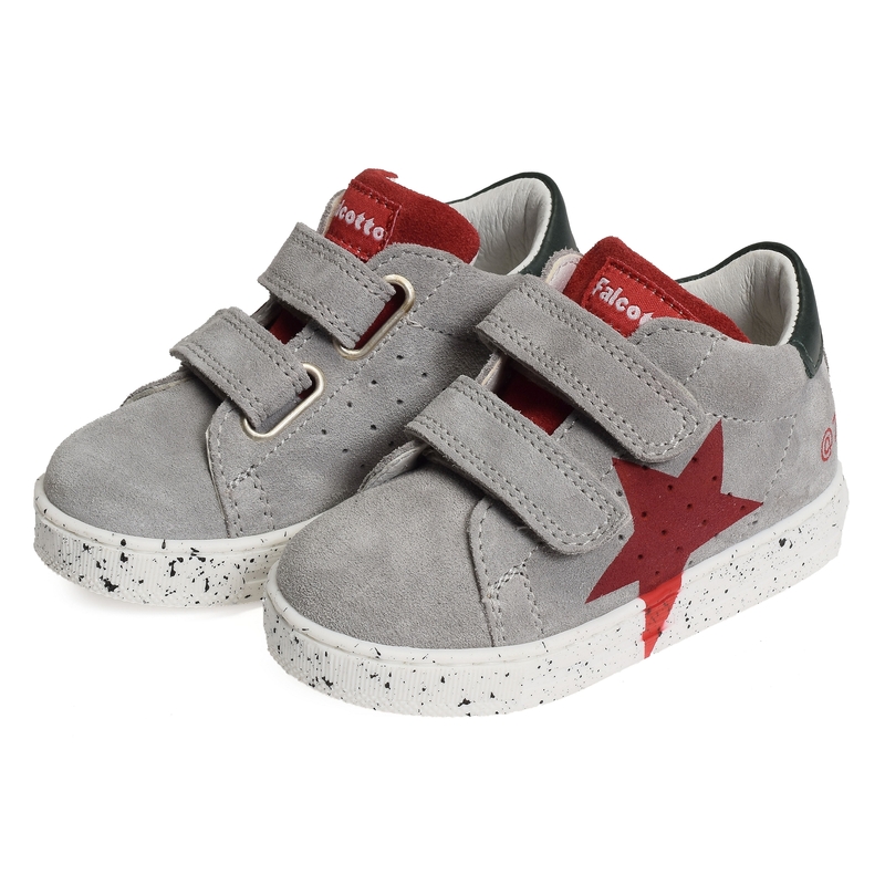 SALAZAR 3 VELCRO BOY Gris Rouge, Chaussures à Scratch Naturino