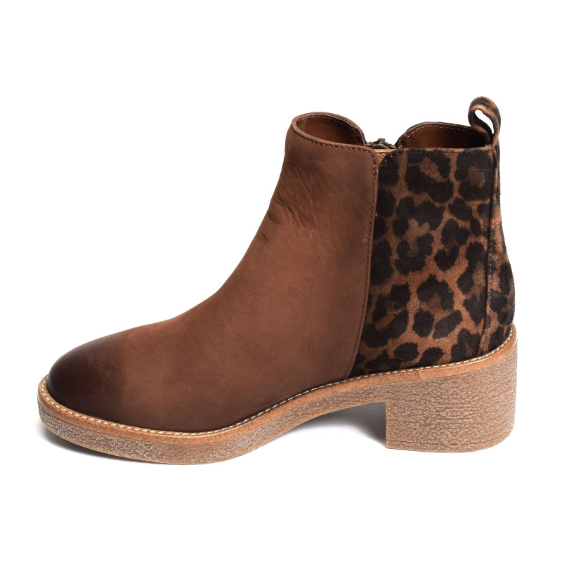 EVLUNE Marron Léopard, Bottines Fugitive