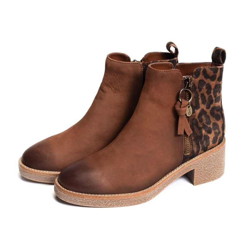 EVLUNE Marron Léopard, Bottines Fugitive