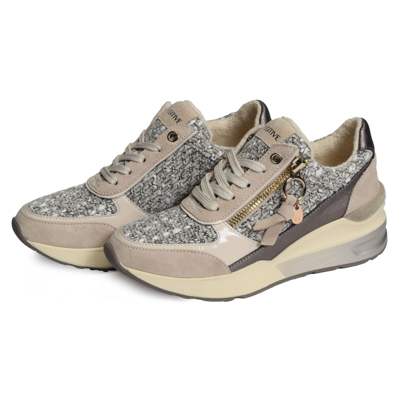 VISION Beige Gris, Baskets running Fugitive