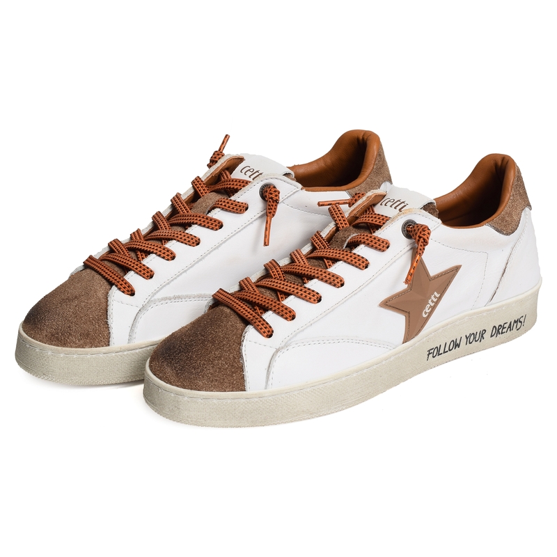 C1342 Blanc Marron, Sneakers basses Cetti