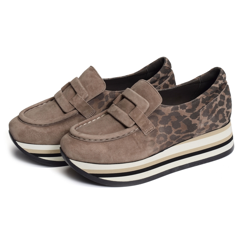 CATRIEL Taupe Léopard, Mocassins Softwaves