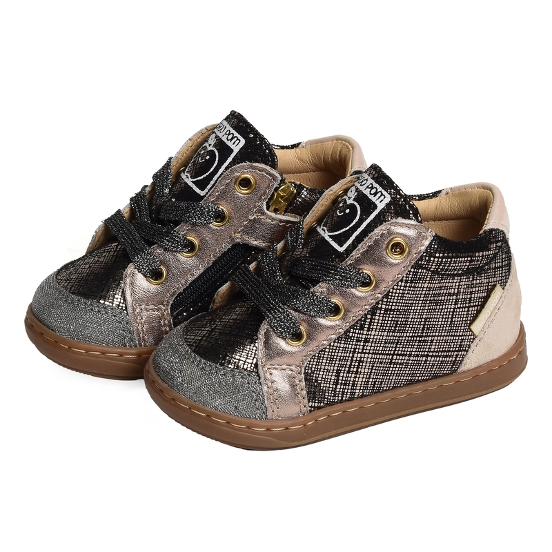 BOUBA ZIP BOX GIRL Noir Or, Chaussures à Lacets Shoopom