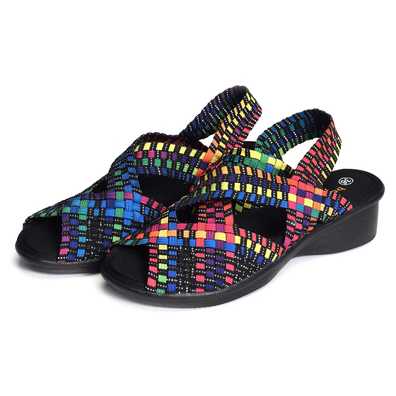 BRIGHTEN KENT YAEL Noir Multicolore, Sandales compensées Bernie Mev