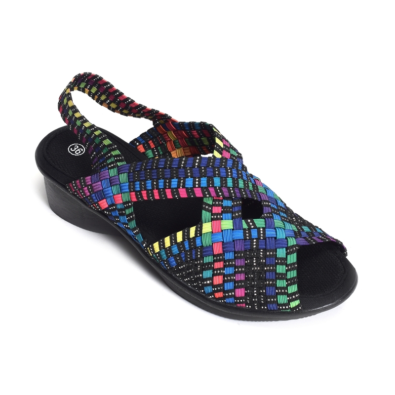 BRIGHTEN KENT YAEL Noir Multicolore, Sandales compensées Bernie Mev