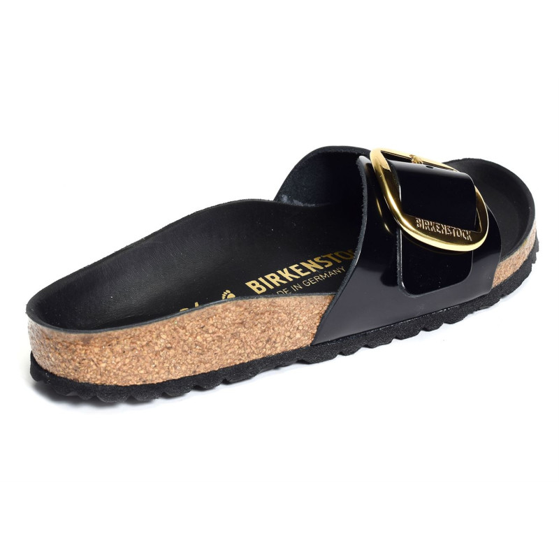 MADRID BIG BUCKULE Verni Noir, Mules Birkenstock