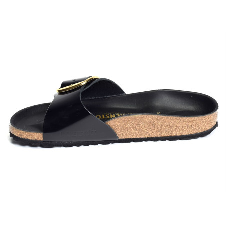 MADRID BIG BUCKULE Verni Noir, Mules Birkenstock