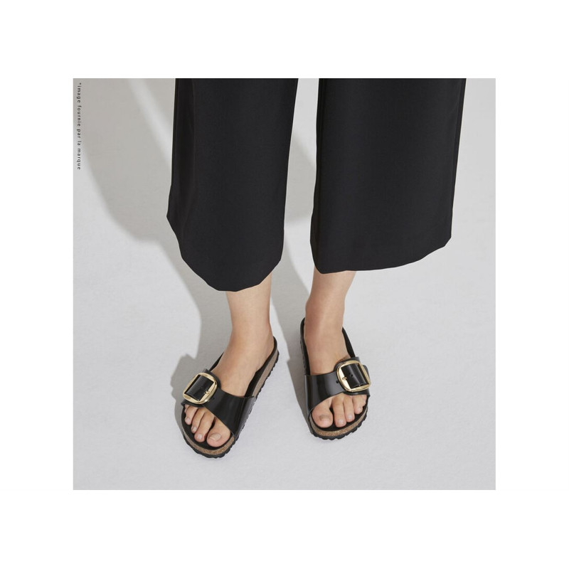 MADRID BIG BUCKULE Verni Noir, Mules Birkenstock