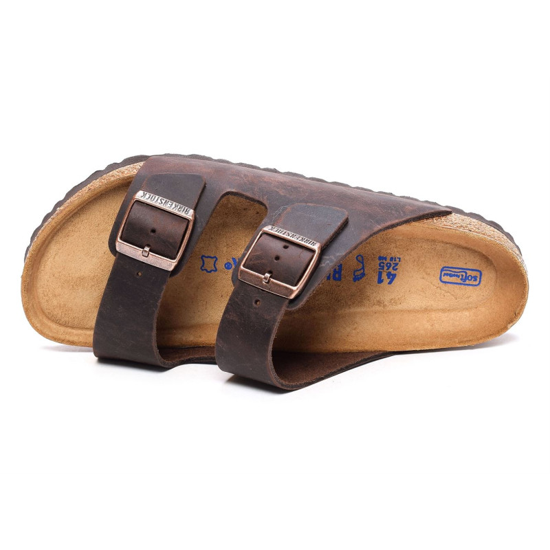 ARIZONA SFB CUIR Marron, Mules Birkenstock