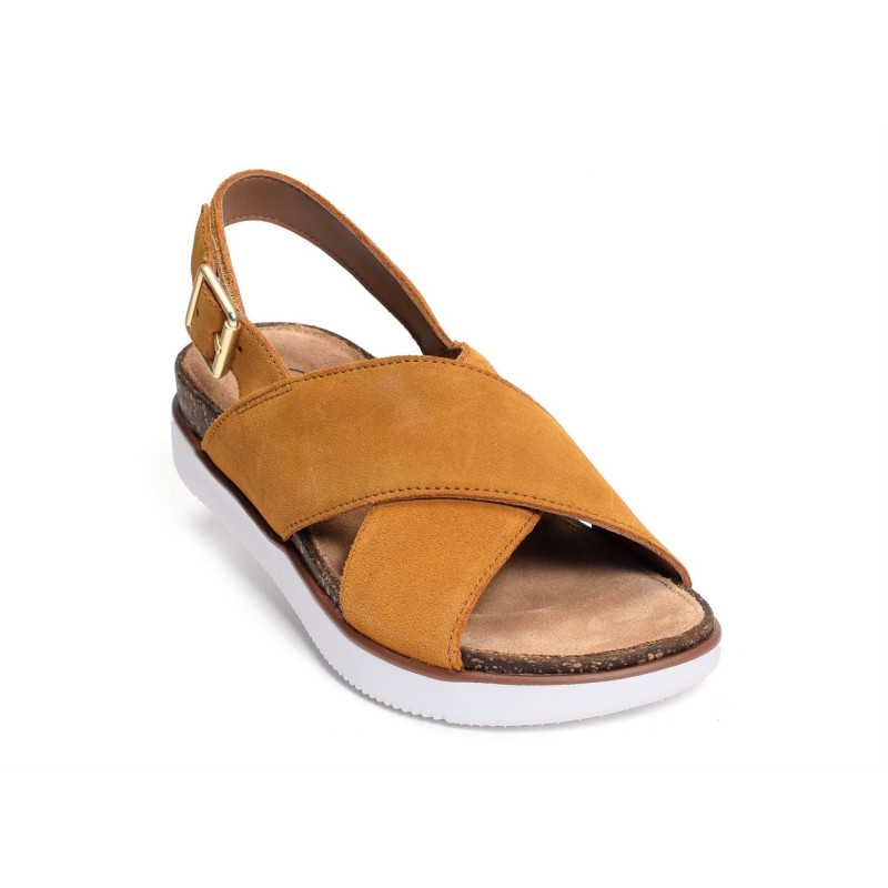 ELAYNE CROSS Moutarde, Sandales plates Clarks