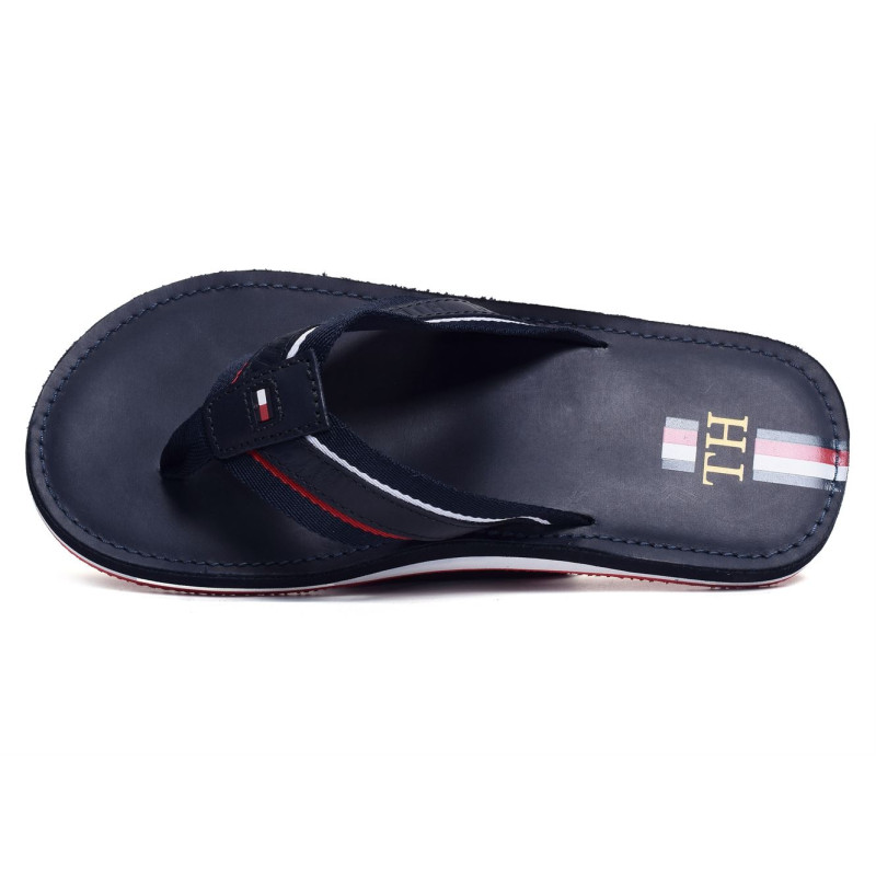 ELEVATED LEATHER BEACH SANDAL 3384 Marine, Tongs Tommy Hilfiger