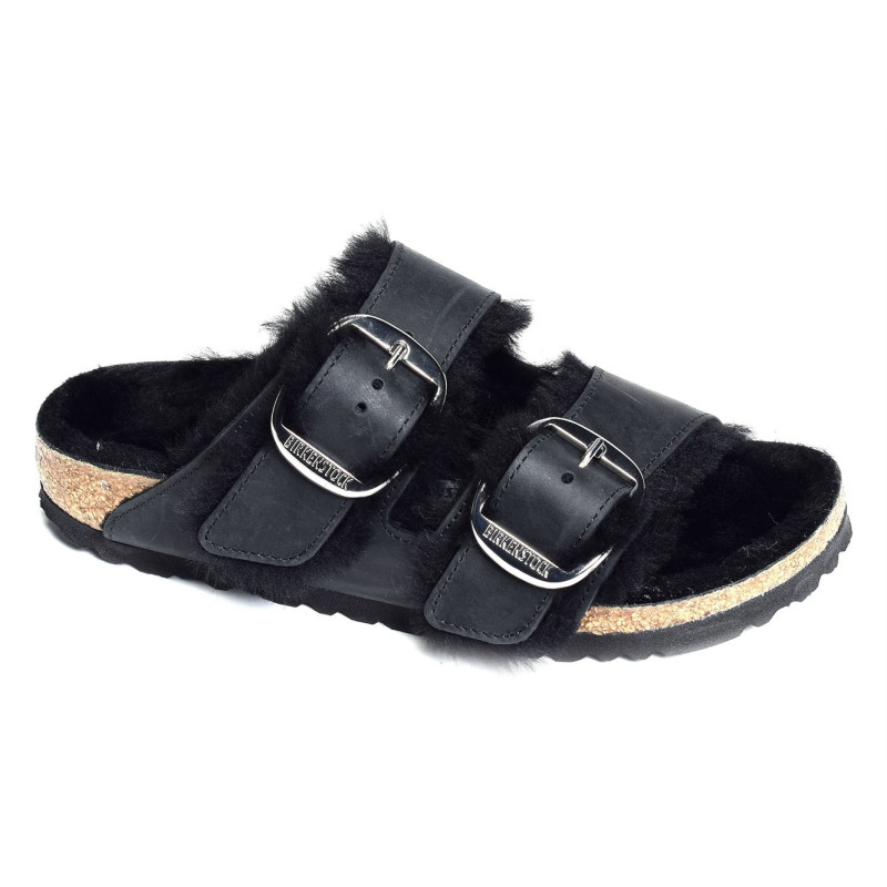 ARIZONA BIG BUCKLE SHEARLING Noir, Mules Birkenstock