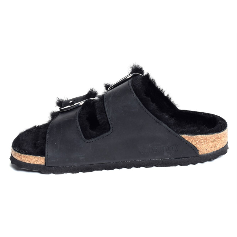 ARIZONA BIG BUCKLE SHEARLING Noir, Mules Birkenstock