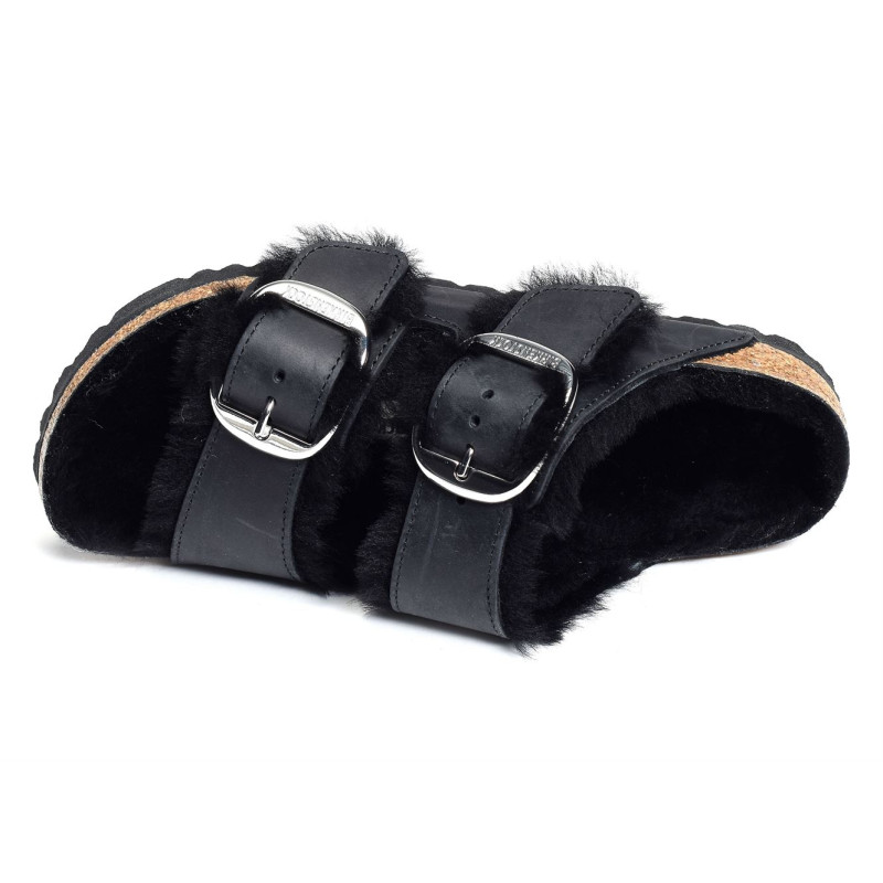 ARIZONA BIG BUCKLE SHEARLING Noir, Mules Birkenstock