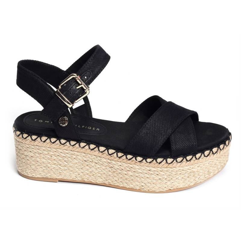 SHINY TOUCHES PLATFORM WEDGE 6245 Noir, Sandales compensées Tommy Hilfiger