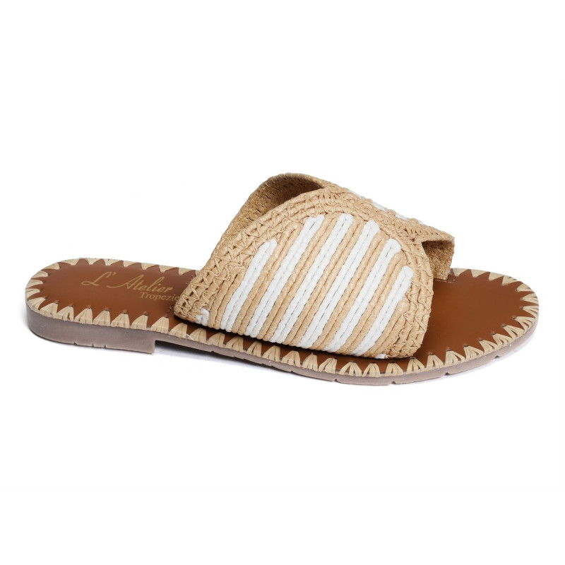 SH369 BIS Blanc Beige, Mules Atelier Tropézien