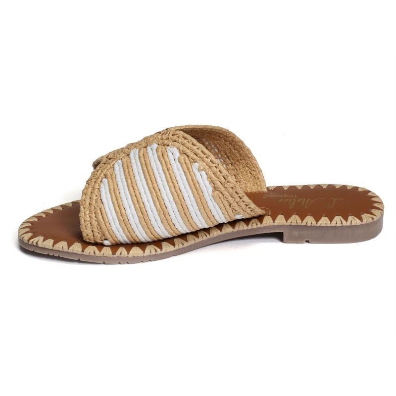 SH369 BIS Blanc Beige, Mules Atelier Tropézien