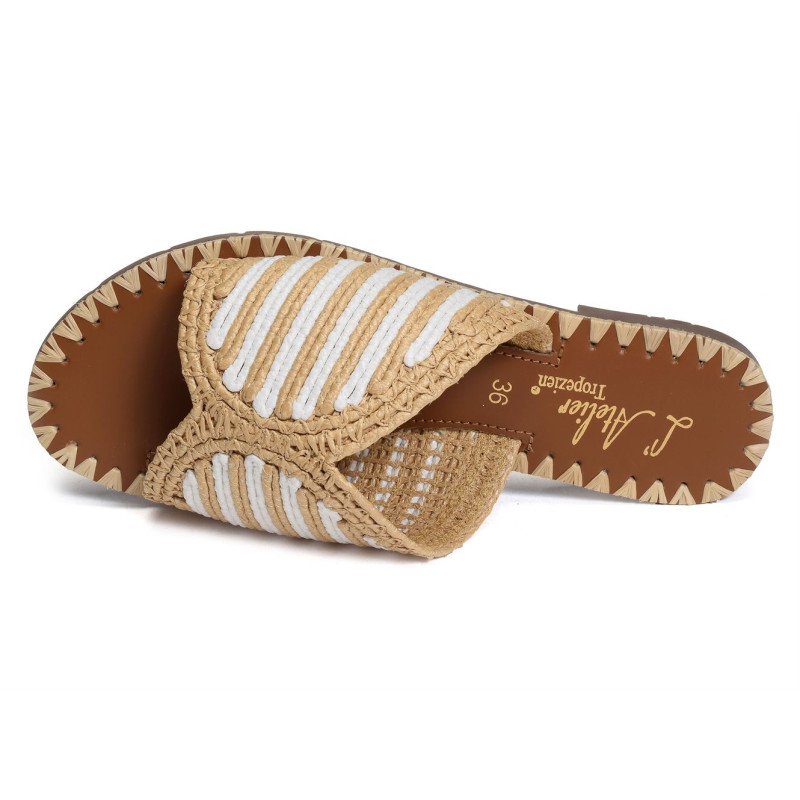 SH369 BIS Blanc Beige, Mules Atelier Tropézien