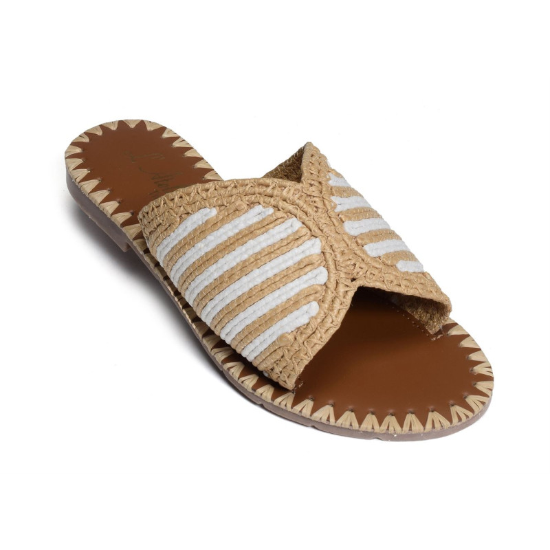 SH369 BIS Blanc Beige, Mules Atelier Tropézien