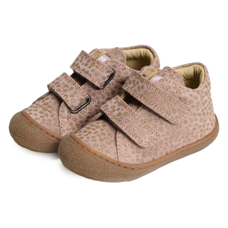 COCOON GIRL VELCRO VELOURS Rose Platine, Chaussures à Scratch Naturino