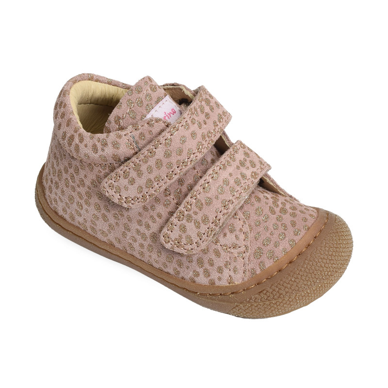 COCOON GIRL VELCRO VELOURS Rose Platine, Chaussures à Scratch Naturino