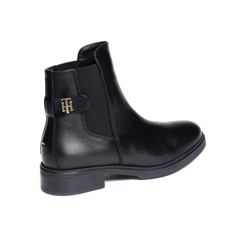 TH LEATHER FLAT BOOT 6749 Noir, Chelsea boots Tommy Hilfiger