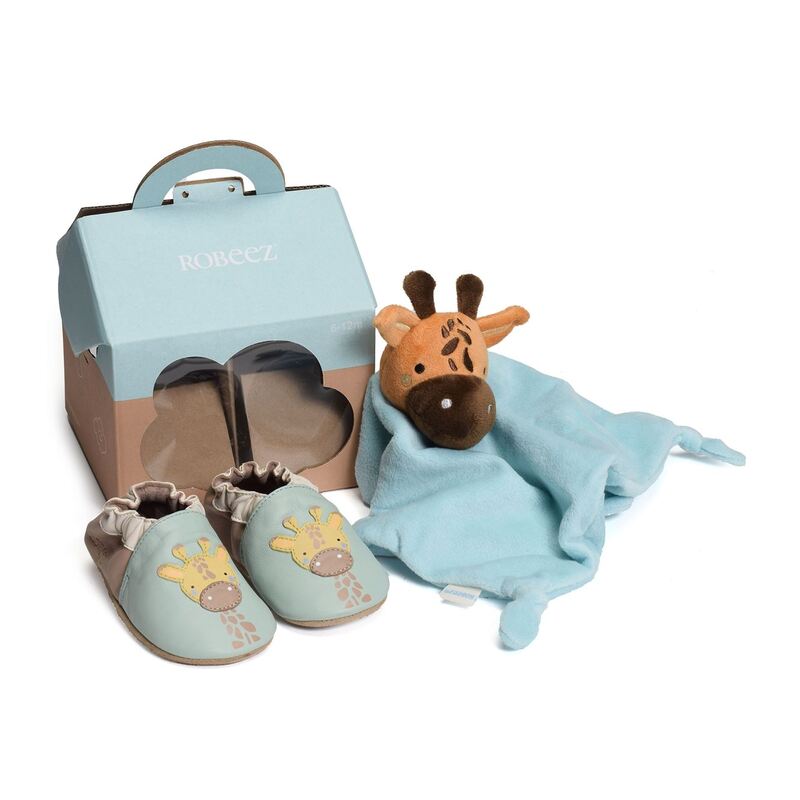 COFFRET NAISSANCE GIRAFE HUG Vert Eau, Ballerines Robeez