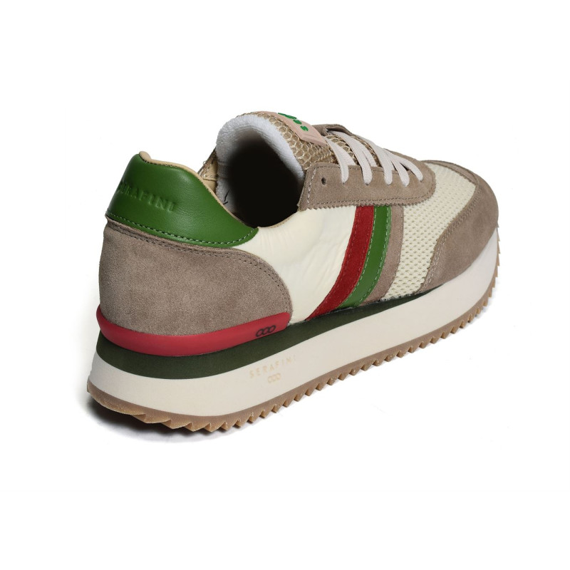 TORINO Beige Vert, Baskets running Serafini