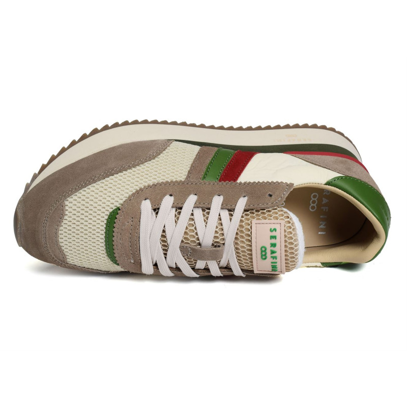 TORINO Beige Vert, Baskets running Serafini